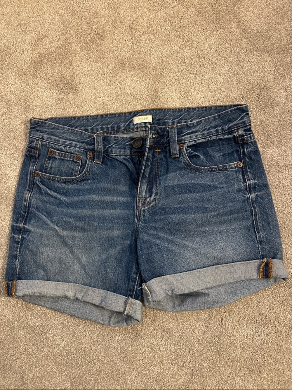 J. Crew Rolled Hem Denim Jean Shorts in Blue Wash